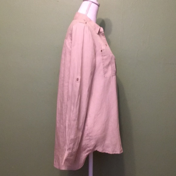 Michael Kors tan linen shirt with pockets - Picture 3 of 10